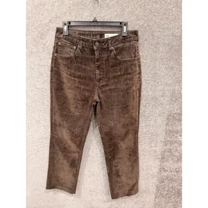 Zara Womens Jeans Size 8 Brown Velvet Straight Leg High Rise Cropped Pants thumbnail 3