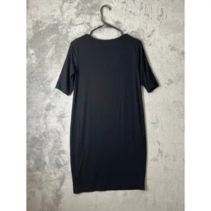 Eileen‎ Fisher Black V-Neck Shift Dress Short Sleeve Minimalist Capsule Size XS thumbnail 3