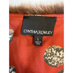 Cynthia Rowley Brown Faux Fur Vest with Orange Print Lining Size L Mobwife‎ fall thumbnail 5