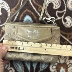 Coach Tan and Cream Wristlet with Textured Leather thumbnail 8