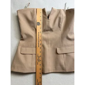 Zara Womens Tan Pinstripe Strapless V-Neck Bustier Top Size Medium NWT thumbnail 12