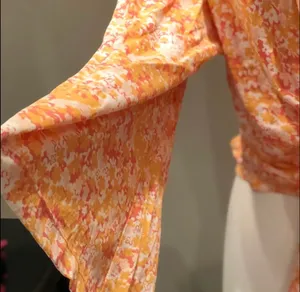 Alternative Apparel Alternative Apparel Peach-Orange Floral Open Front Kimono Wrap thumbnail 2