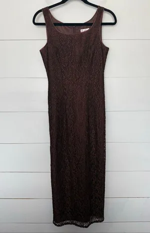 Scarlett Women’s Medium Brown Lace Y2K Dress Romantic thumbnail 1