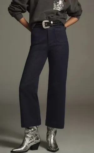 Anthropologie Maeve The Colette Sparkle Crop Wide-Leg Jeans 28 thumbnail 1