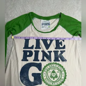 Vintage Victoria's Secret PINK Green and White Baseball Tee thumbnail 5