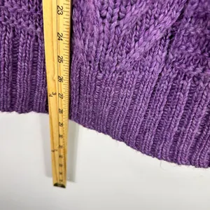 American‎ Eagle Sweater Womens M Purple Cable Knit Wool Blend Chunky Pullover thumbnail 4