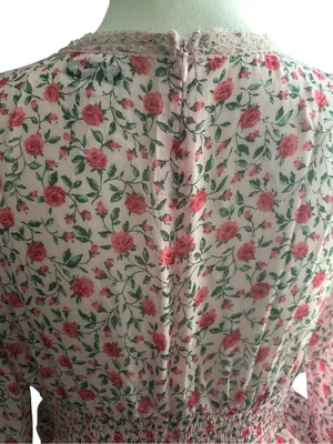 Pink Floral Long-Sleeve V-Neck Ruffled Mini Dress thumbnail 5