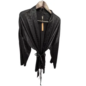 Skims WOVEN JACQUARD Medium SHORT ROBE onyx NWT thumbnail 2