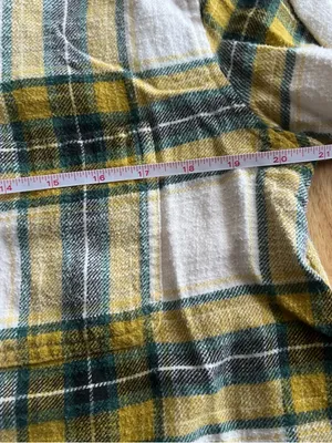 American Eagle Boyfriend Fit Plaid Flannel Shirt Medium Yellow Green thumbnail 5