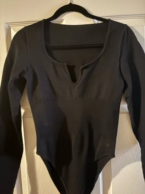 Amazon Black Ribbed Long Sleeve Onsie thumbnail 2
