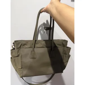 Henri Bendel Green Leather Nylon Diaper Bag‎ Satchel Tote Bag Crossbody i thumbnail 9