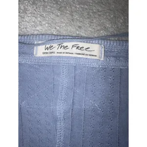 Free People We The Free XS Blue Pointelle Thermal Long Sleeve Raw Seam Top thumbnail 5