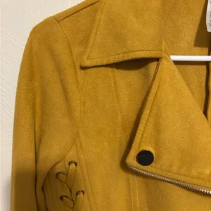 Windsor Mustard Faux Suede Lace Up Moto Jacket Cropped Medium thumbnail 6