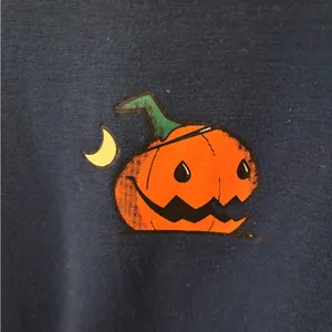 ROMWE Blue Halloween Pumpkin Long Sleeve Tee thumbnail 4
