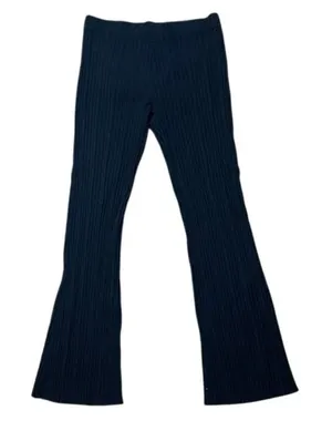 BlacktoGrey Black Ribbed Flare Leggings High Waisted Cotton Large thumbnail 1