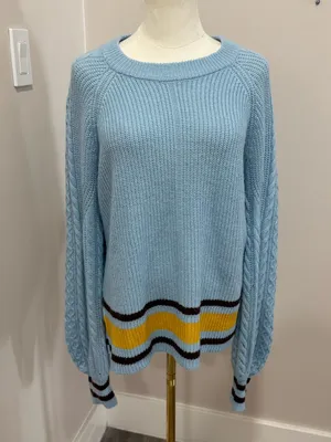 Anthropologie Sky Striped Sweater Size‎ Medium thumbnail 3