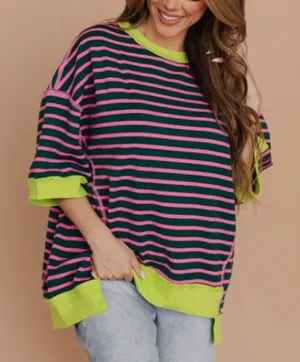 *NEW* Boutique Striped Oversized Tee thumbnail 1