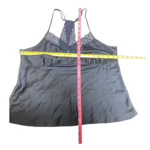 Black Satin Lace Camisole Top Size XL Babydoll Emo Fairygrunge Whimsigoth thumbnail 9