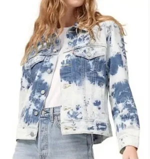Levi's Ex-Boyfriend Acid Wash Button‎ Down Denim Trucker Jacket S thumbnail 1