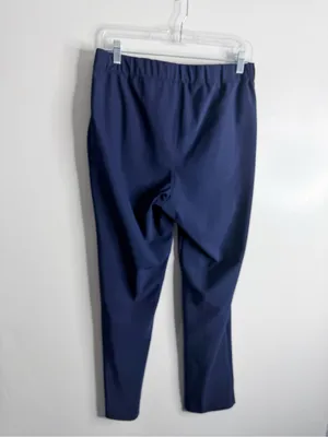 NEW T By Talbots Luxe Comfort Straight Leg Travel Pants Ankle Zipper Navy Medium thumbnail 3