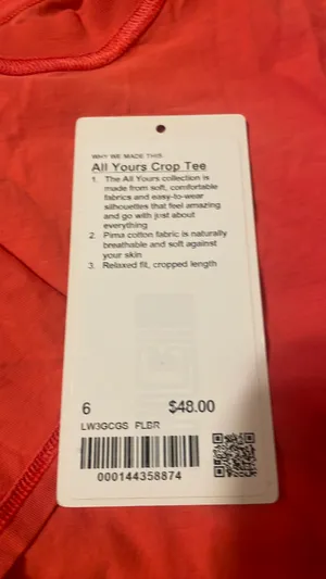 Lululemon Cropped Coral Boxy Top thumbnail 3