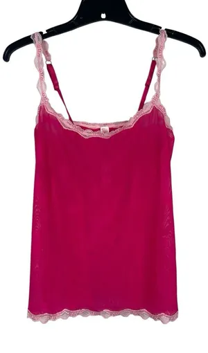 Y2K Pout By Victoria’s Secret Pink Sheer Mesh Lace Trim Cami Tank Top NWT L thumbnail 1