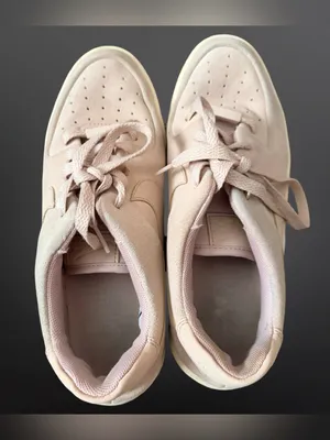 Nike Air Force 1 Sage Low Particle Beige Pink Beige Suede Platform Sneakers Sz 8 thumbnail 5
