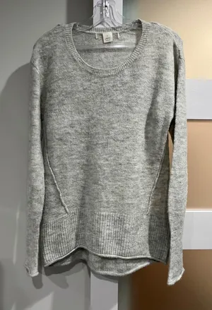 Cozy soft oversized grey Long‎ Sleeve Crew Neck Pullover Sweater Size S thumbnail 1