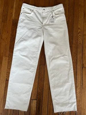 ZARA Raw Hemmed White Jeans thumbnail 2