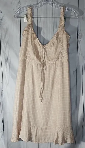 American Eagle Plaid Mini Boho Cottagecore Casual Prairie Peasant Sundress thumbnail 1