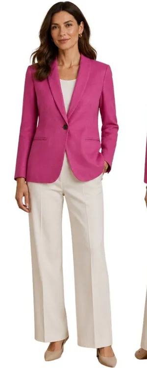 J. Crew Parke Blazer in Stretch Linen Women's 8 Vivid Fuchsia Career Preppy Chic thumbnail 1