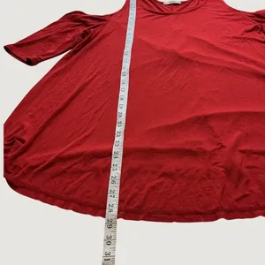 Easel Women Red Cold Shoulder Short Sleeve Back Pleat Top ET7083 Size Medium thumbnail 5