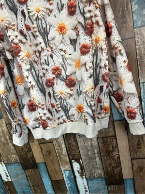 Floral Print Knit Crewneck Sweater thumbnail 3