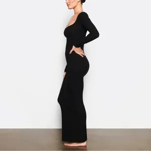 Skims Soft Lounge Long Sleeve Dress in Onyx Size Small thumbnail 2