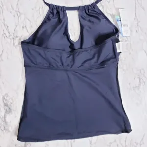 Island Waves Swim Tankini Moorea Adjustable Keyhole Halter Top Black Size 8 thumbnail 13