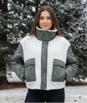 Athleta Quilted Sherpa Fleece Hybrid Jacket XL Sage Green Gorpcore, Quiet Luxury thumbnail 1