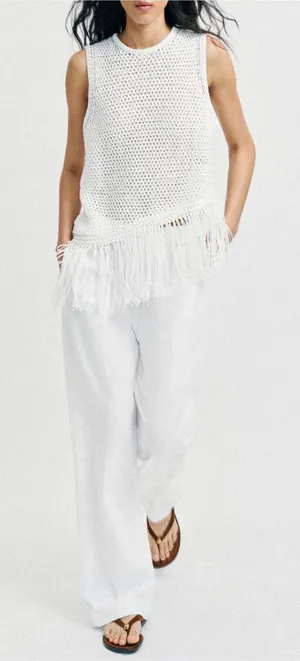 Zara KNIT TOP WITH FRINGING thumbnail 1