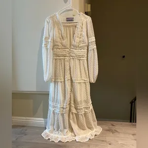 Urban outfitters kimchi blue White Long Sleeve button up fairy Dress,size S thumbnail 4