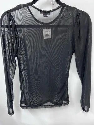 Nwt Black Sheer Long-Sleeve Mesh Top size M thumbnail 7