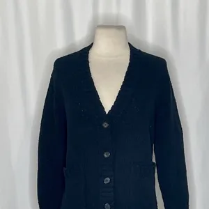 NWT!! J. CREW Marina V-Neck Cardigan Sweater Pockets Solid Black‎ Preppy Medium thumbnail 3