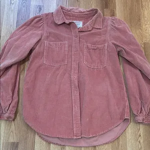 American Eagle Corduroy Button Down Shirt in Pink thumbnail 2