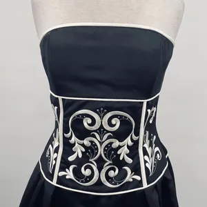 Vintage Y2k Jessica McClintock Satin Cocktail Dress Strapless Fit & Flare Black thumbnail 5