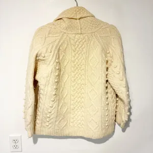 Aran Woollen Mills Merino Wool Cream Cable‎ Knit Chunky Sweater Size XL thumbnail 5