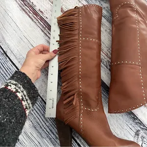 Vintage Nicole Genuine Leather Fringe Tall Heeled Boots​ thumbnail 13