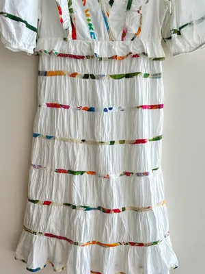 Farm Rio Mixed Off-White Prints Midi Dress, Size Large, NWT thumbnail 5