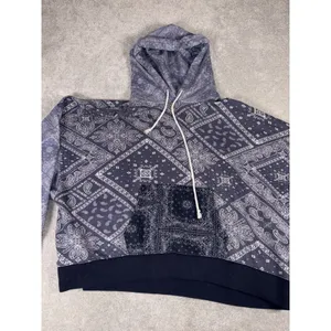 American Eagle Hoodie Women's L Blue Bandana Print Oversized Sweatshirt Pullover thumbnail 2