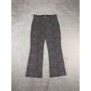 Anthropologie By The Essential Crop Flare Pants Womens Xs Black Animal Print thumbnail 2