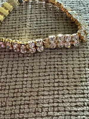 Gold Rhinestone Tennis Bracelet with Crystal Stones thumbnail 4