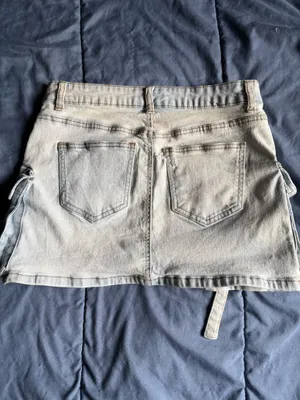 BBJ Los Angeles Denim Cargo Short Skirt Light Blue Pocket Strap Button Women's S thumbnail 11