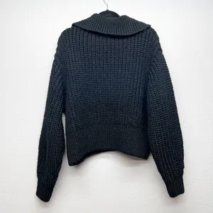 H&M 1/4 Zip Super Chunky Knit Ribbed Sweater Womens M/L Preppy Dark Academia thumbnail 5